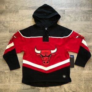 New NBA Chicago Bulls '47 Brand Lacer Hoodie Jersey Sweatshirt Men’s Size M